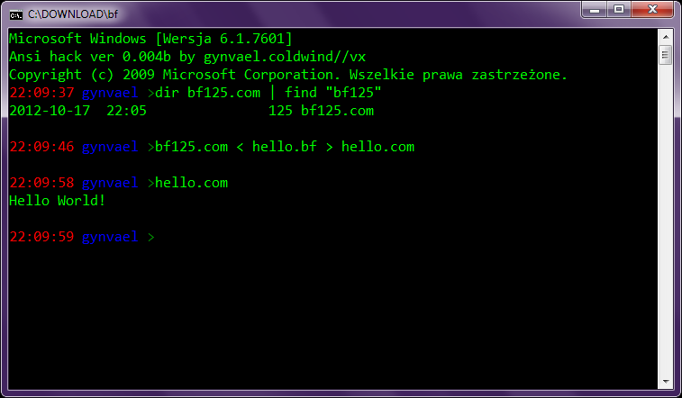 screenshot of bf125 compiler